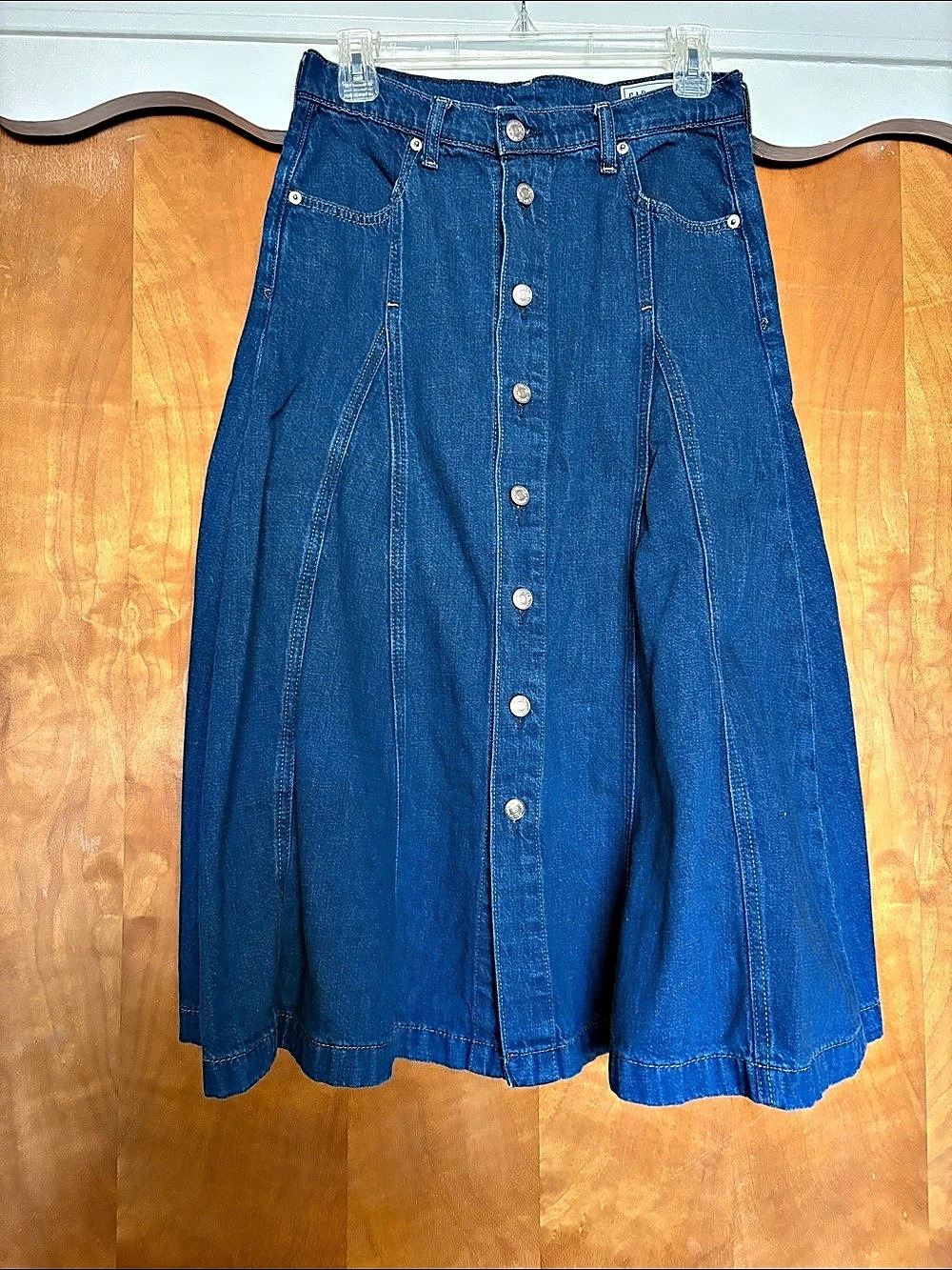Gap Denim Button-Front A-Line Skirt in Blue